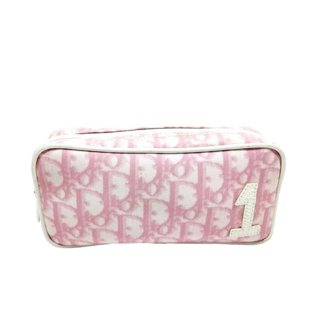 Christian Dior white and pink  Trotter No. 1 pouch cosmetic bag clutch